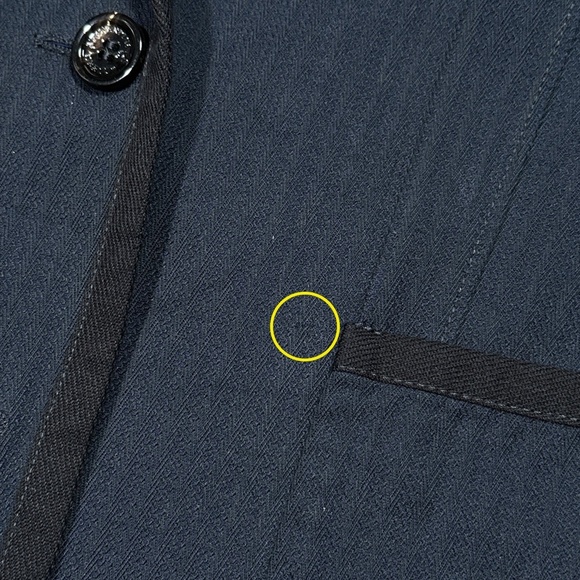 Alexander McQueen Wool Cotton Blue Striped Logo Patch Blazer Jacket Womens 40 - Picture 4 of 11